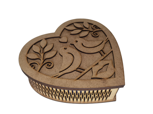 Caja corazón pájaros