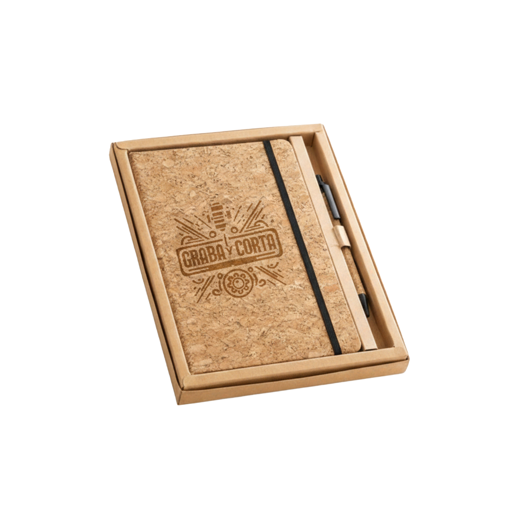 Libreta corcho ecologico con boligrafo