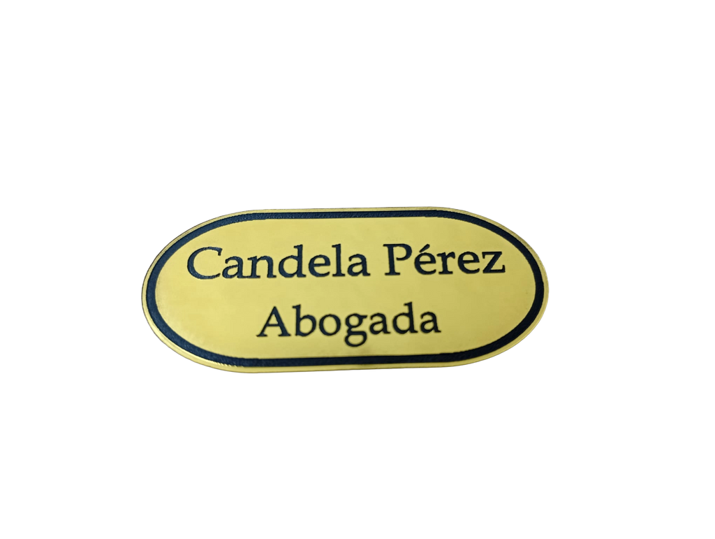 Placa identificativa ovalada para ropa con imán