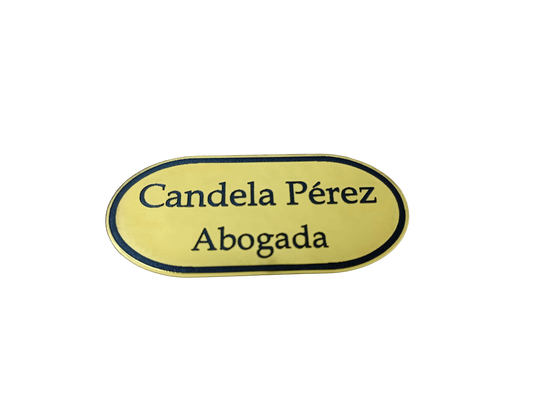 Placa identificativa ovalada para ropa con imán