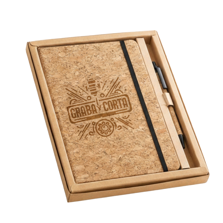 Libreta corcho ecologico con boligrafo