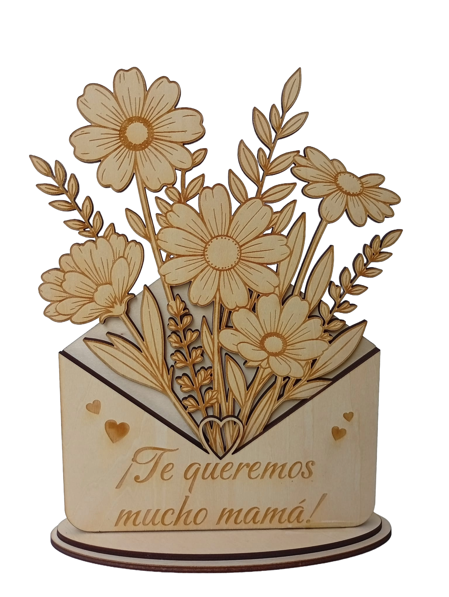 Ramo Flores en sobre de Madera Personalizado - Bouquet Eterno